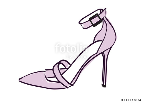 500x359 High Heel Shoe Lavender, Purple Stiletto Vector Illustration
