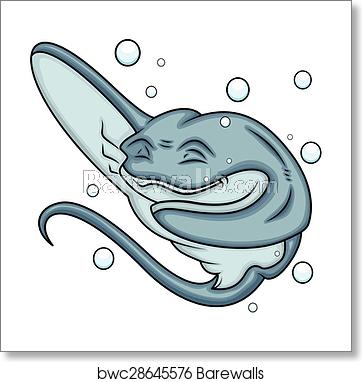 362x382 Cartoon Stingray Vector, Art Print Barewalls Posters Prints