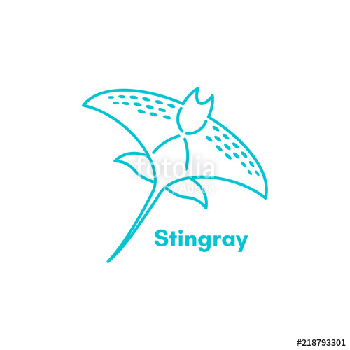 500x500 Vector Stingray Or Manta Ray Line Icon Stock Image And Royalty