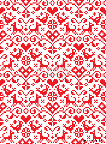 367x500 Retro Cross Stitch Vector Seamless Folk Art Pattern With Flowers