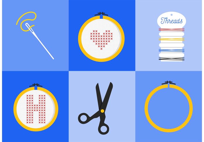 700x490 Cross Stitch Vector Icons