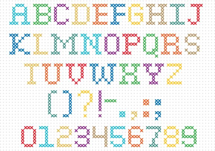 700x490 Cross Stitch Vector Font