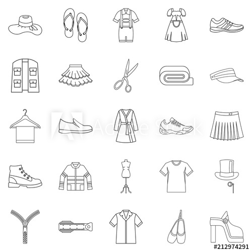 500x500 Stitching Icons Set Outline Set Of Stitching Vector Icons