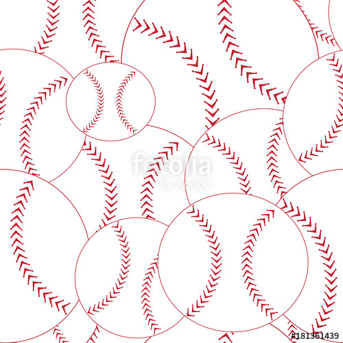 500x500 Baseball Seamless Pattern Red And White With Stitching Vector