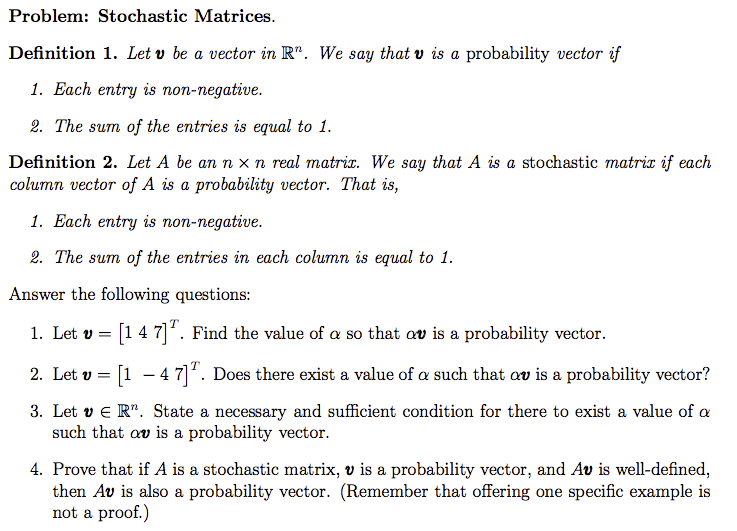 Solved Problem Stochastic Matrices Definition Let V 737x531 Solved Problem Stochastic Matrices Definition Let V