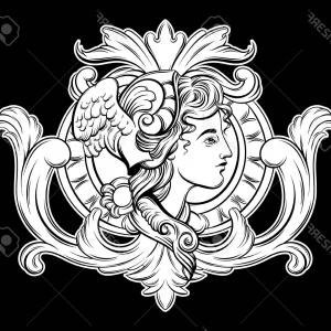 300x300 Stock Illustration Vector Decorative Frame Feathers Tribal Design