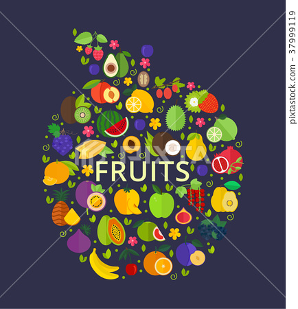 434x450 Vector Mix Fruits Banner With Place For Text