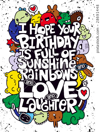 342x450 Vector Illustration Of Doodle Happy Birthday