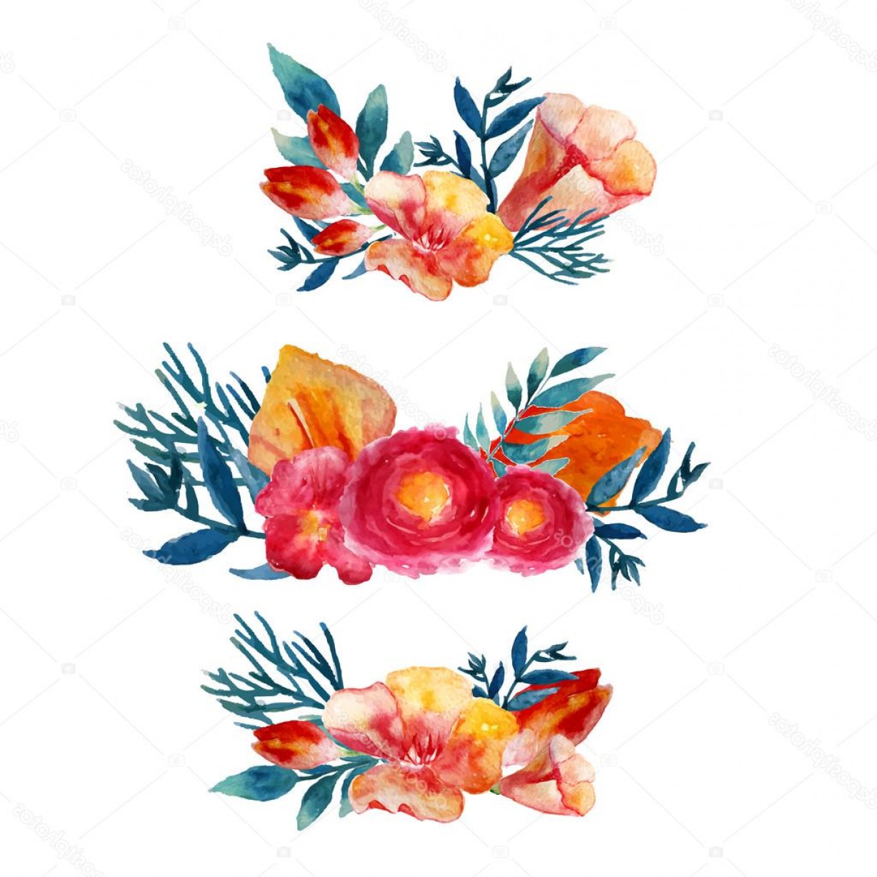 1228x1228 Watercolor Floral Wreath Vectors Set Cultracing