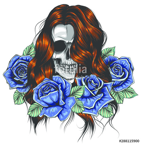 489x500 Girl With Skeleton Make Up Hand Drawn Vector Sketch Santa Muerte