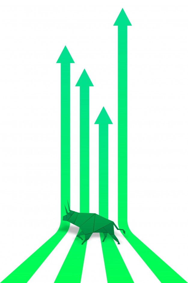 626x939 Origami Bull Paper Art And Green Arrow Paper Art For Stock Market