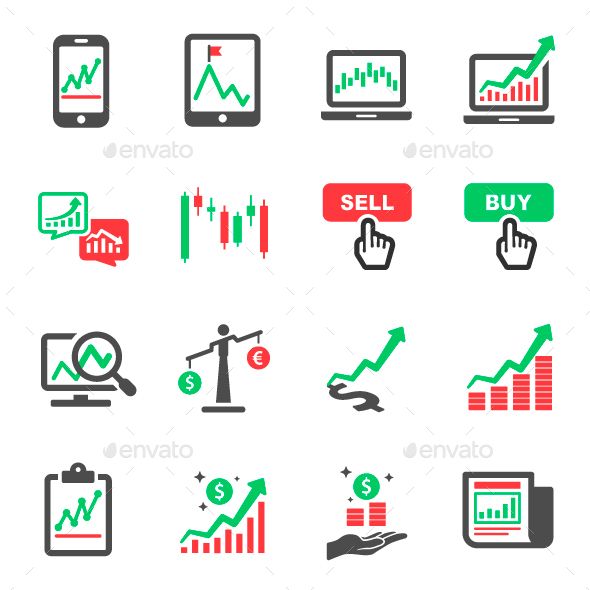 590x590 Stock Market Investment Online Vector Icon Set Icons Stock