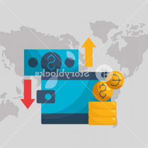 300x300 Wallet Money Upward Downward World Financial Stock Market Vector