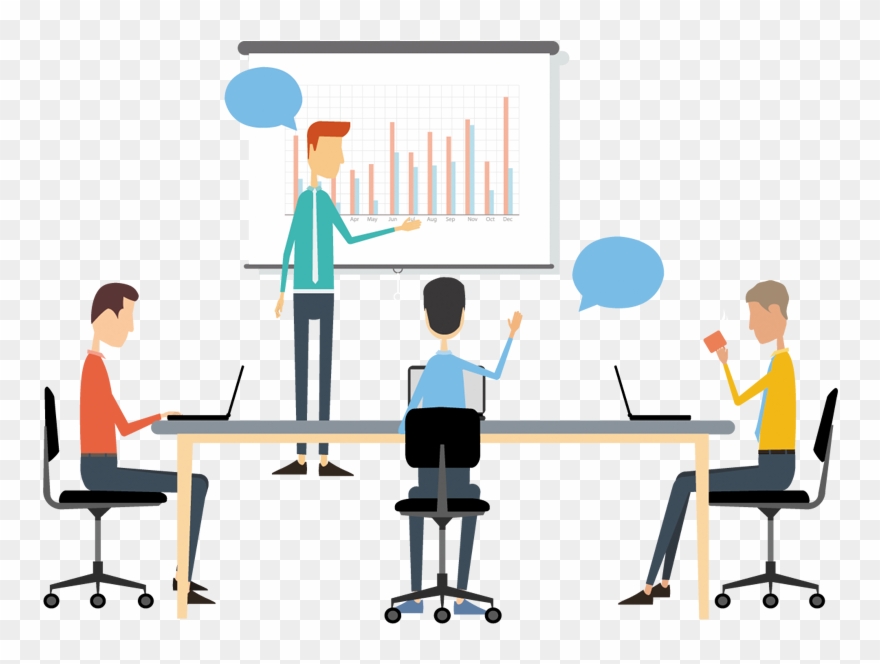 880x664 Cartoon Businessman Giving Presentation In Meeting