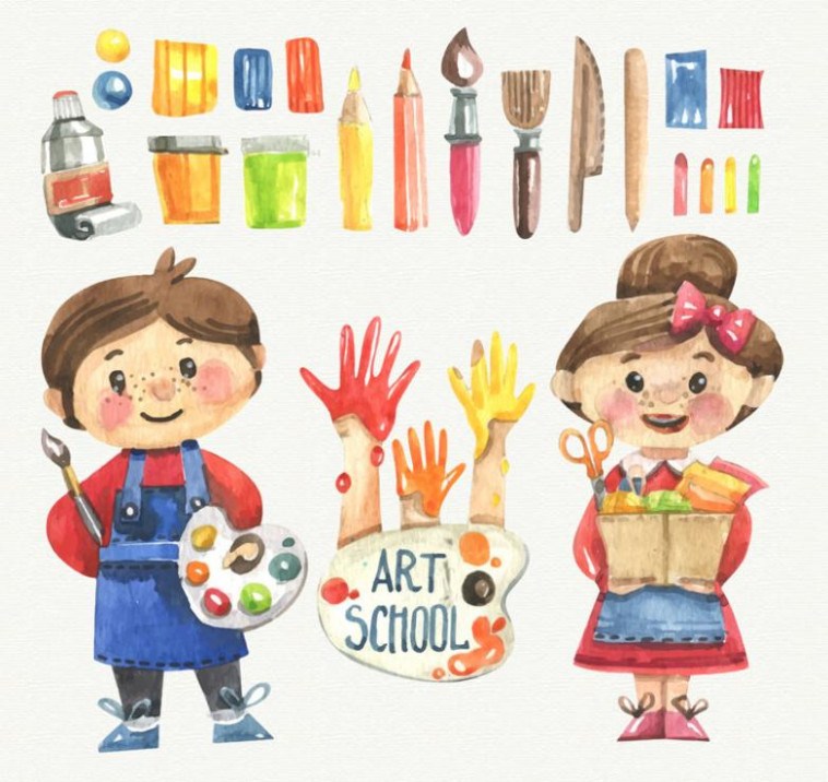 758x716 Painting Tools Hand Drawn Stock Vectors, Images Vector Art