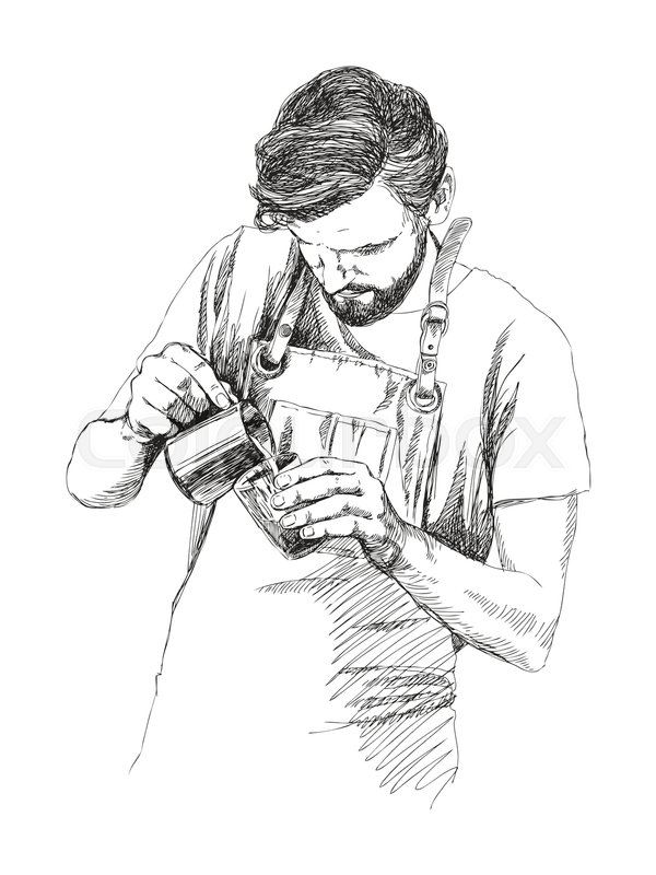 600x800 Young Barista Man Vector Illustration Stock Vector Colourbox