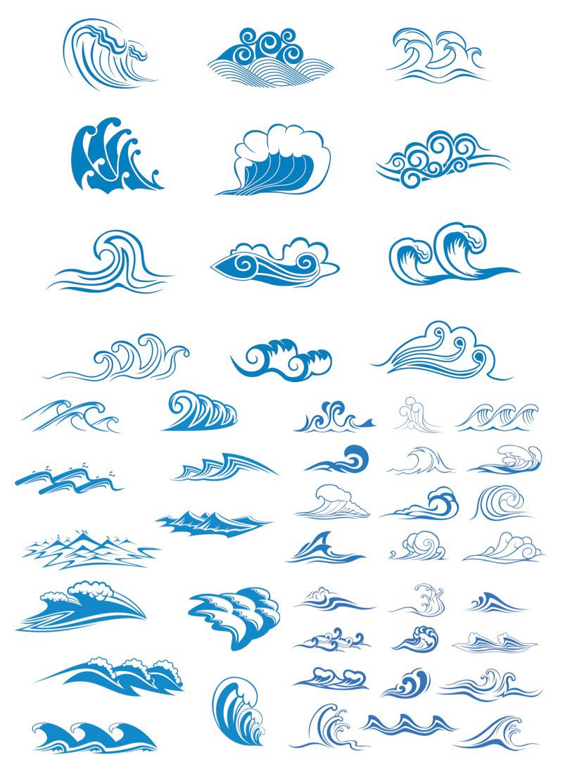 800x1100 Sea Wave Logos Vector Free Stock Vector Art Illustrations