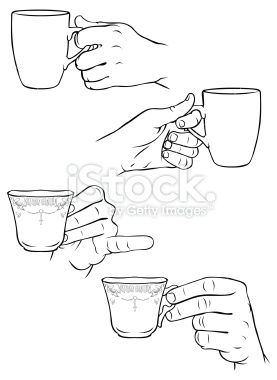 277x380 Vector Illustrations Of Hands Holding Tea Cups And Coffee Mugs