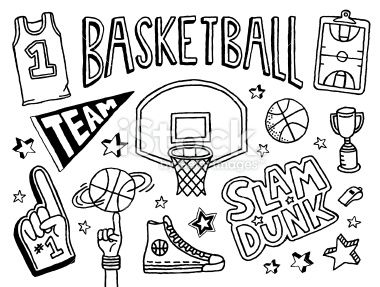 380x287 A Basketball Themed Doodle Page Stock Art Basket Drawing