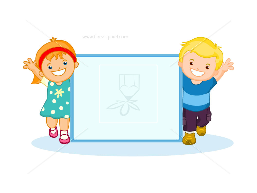 1000x750 Kids With Banner Royalty Free Stock Vector Free Vectors, Illustrations