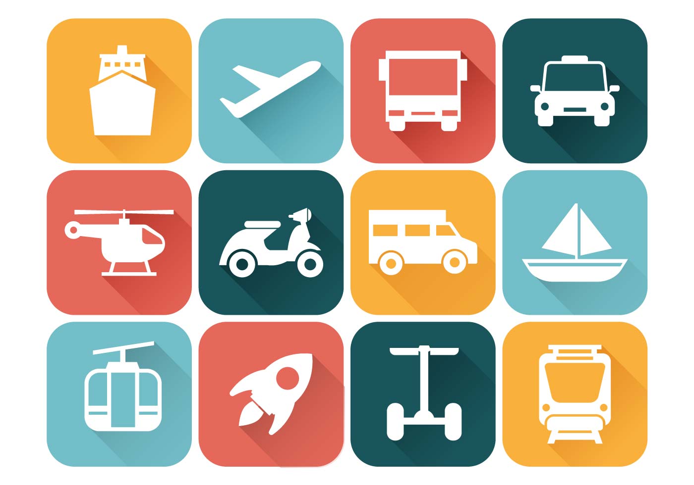 1400x980 Transportation Icons Vector