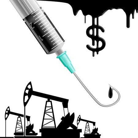 450x450 Oil Extraction, Drilling Rigs And Syringe With Oil Stock Vector