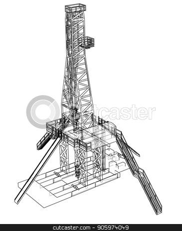 365x464 Oil Rig Concept Vector Rendering Of Stock Vector