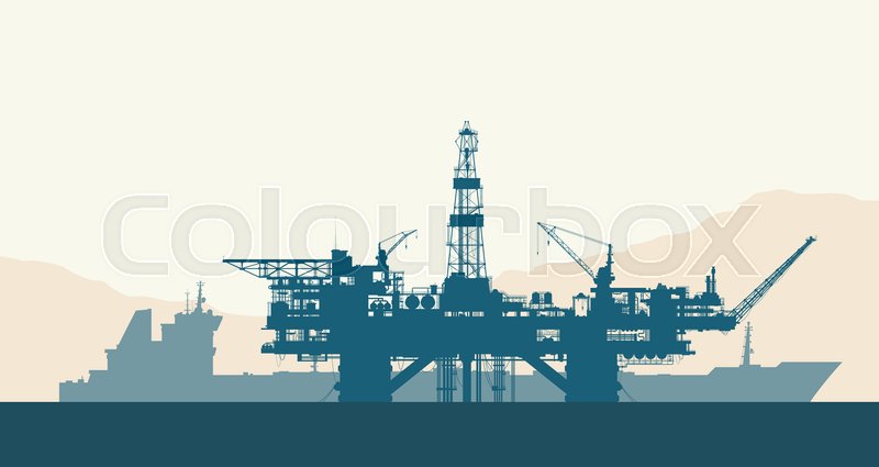 800x425 Sea Offshore Oil Drilling Rig And Stock Vector Colourbox