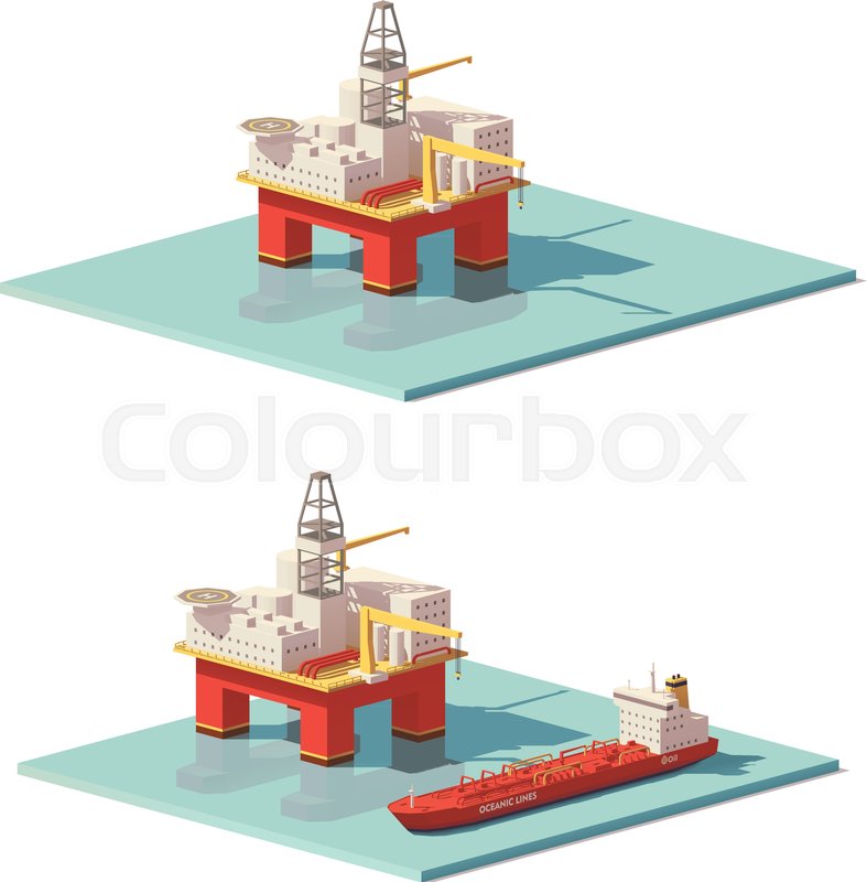 787x800 Vector Low Poly Offshore Oil Rig Stock Vector Colourbox
