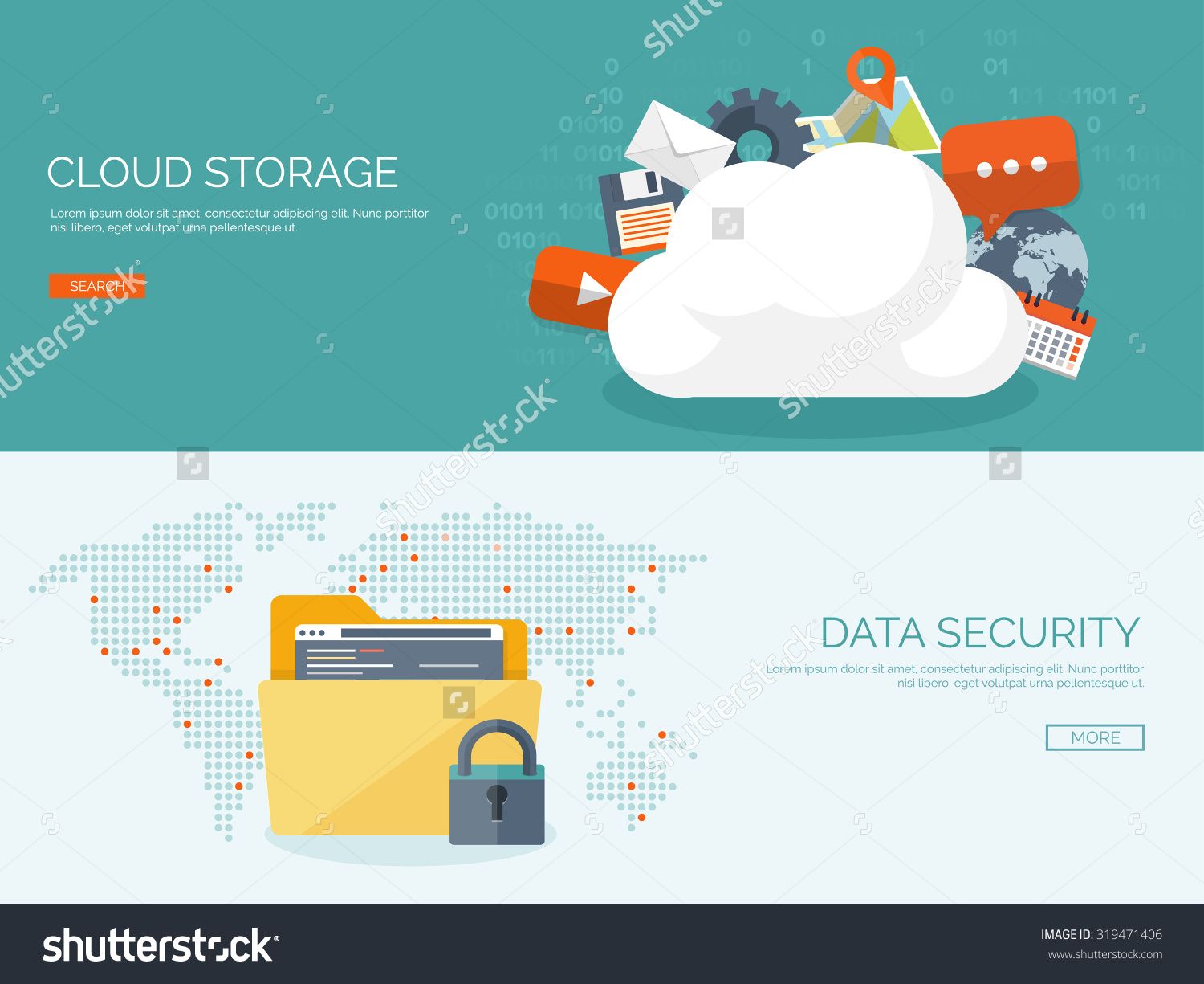 1500x1225 Vector Illustration Flat Cloud Computing Background Data Storage