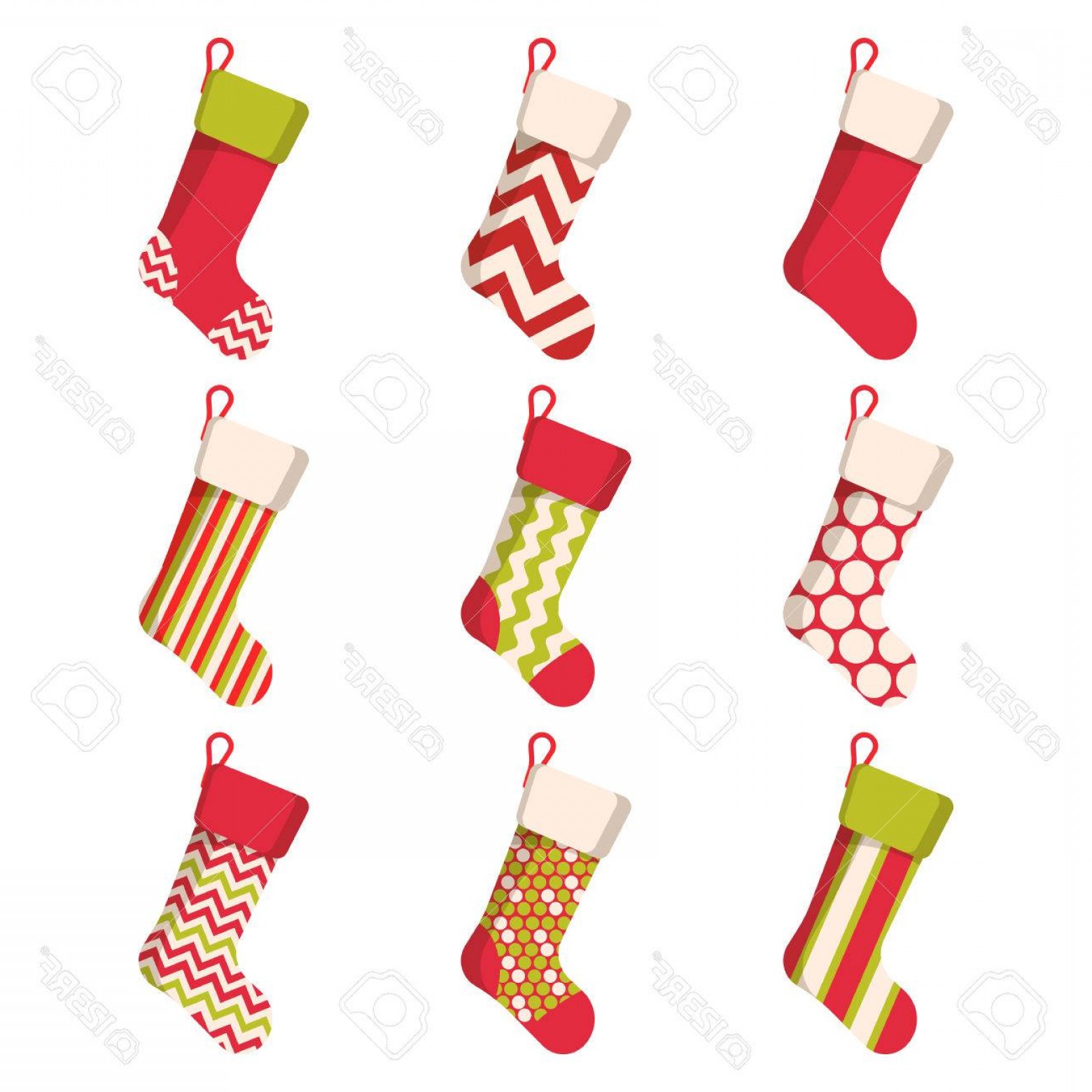 Photostock Vector Christmas Stocking Set Isolated On White 1560x1560 Photostock Vector Christmas Stocking Set Isolated On White