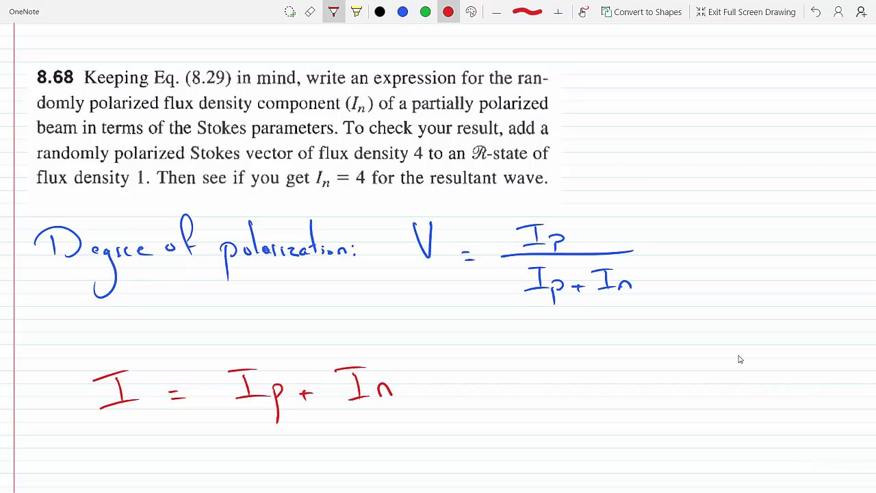 1280x720 Expression For Flux Density Of Partially Polarized Beam In Terms