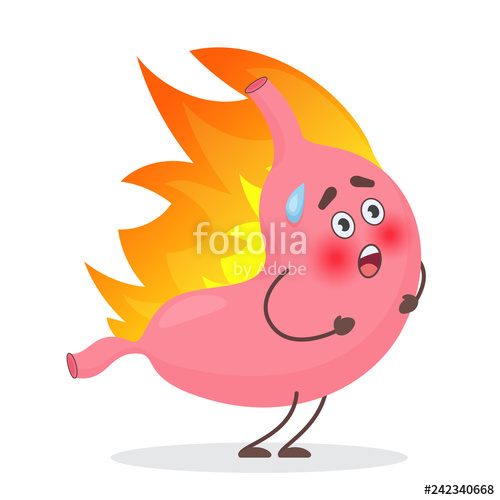 500x500 Cute Stomach Emotions Character In Fire Gastritis And Acid Reflux