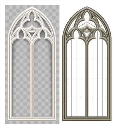 409x450 Realistic Gothic Medieval Lancet Window And Stone Arch