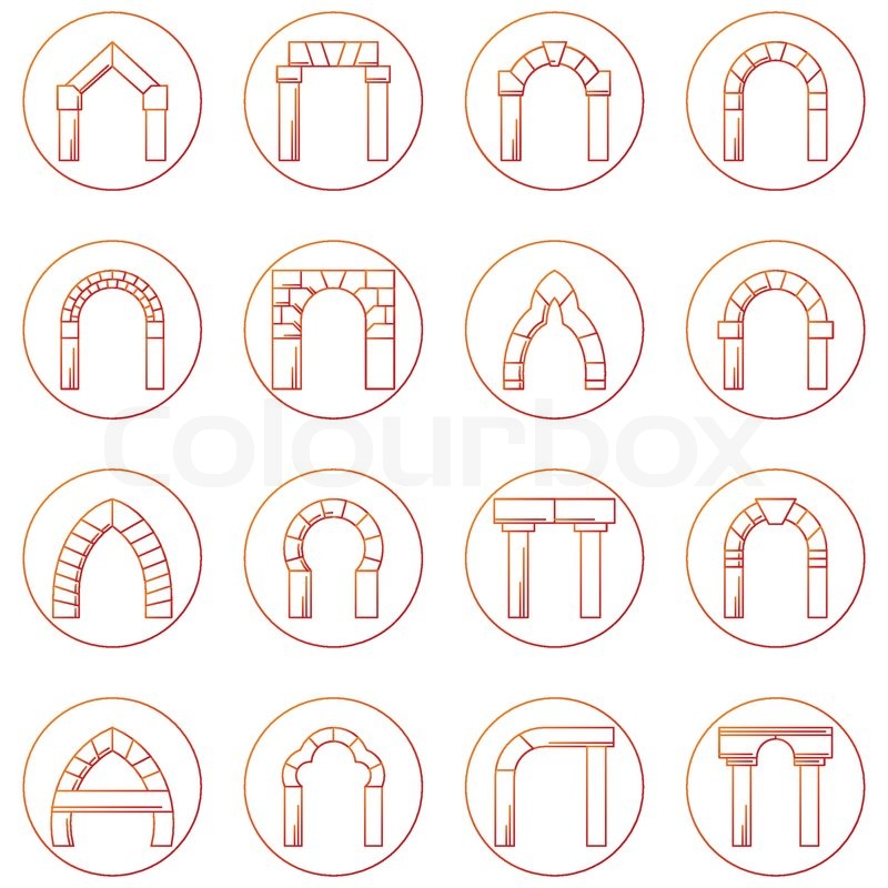 800x800 Set Of Circle Red Sketch Vector Icons Stock Vector Colourbox