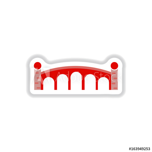 500x500 Vector Illustration In Paper Sticker Style Stone Arch Bridge