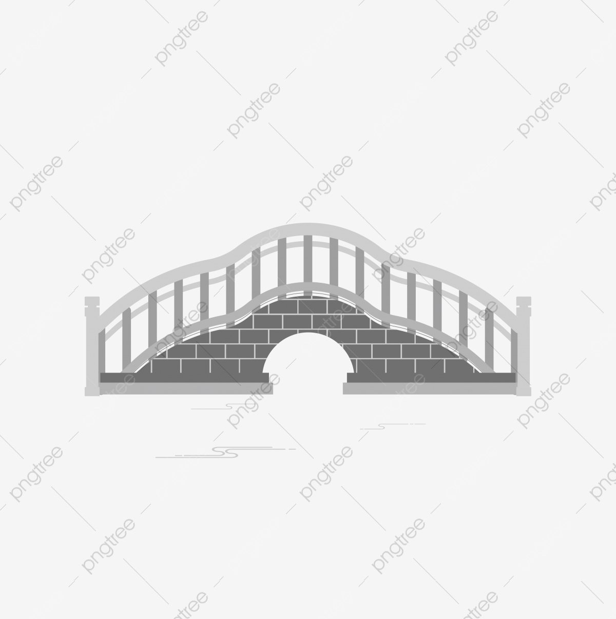 1200x1206 Gray Geometric Stitching Chinese Style Stone Arch Bridge