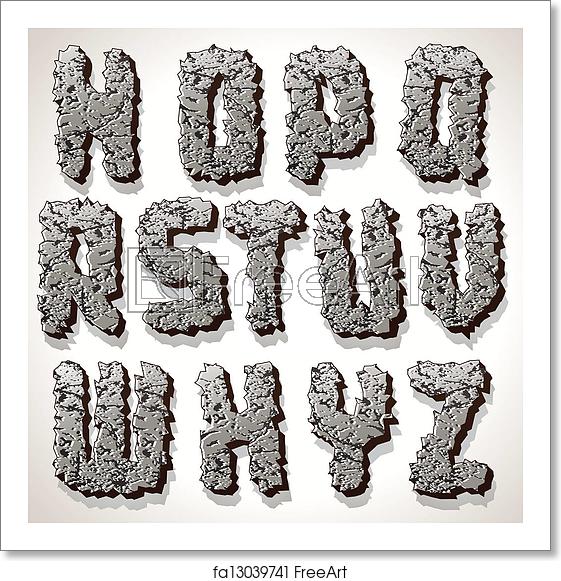 561x581 Free Art Print Of Alphabet Letter Made From Old Cracked Stone