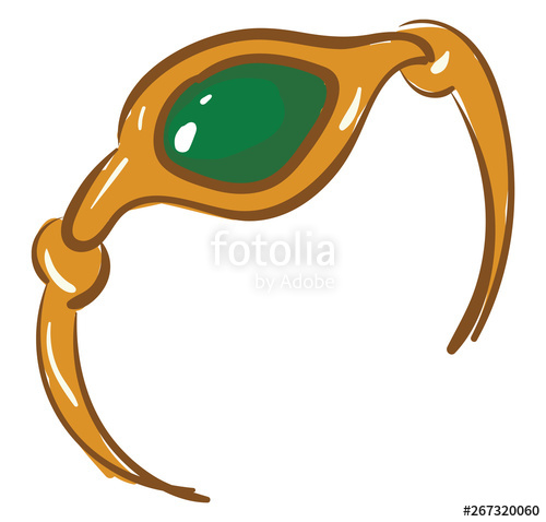 500x478 Gold Bracelet With Green Stone Vector Or Color Illustration