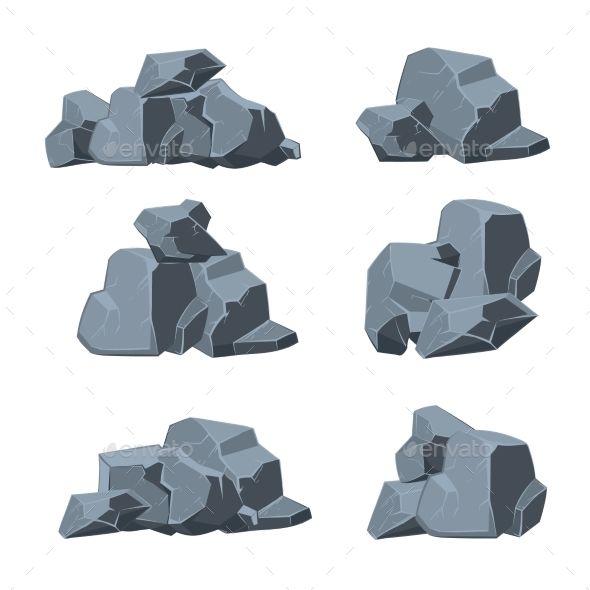 590x590 Cartoon Stones Vector Set Stone Rock, Boulder Stone, Nature Stone