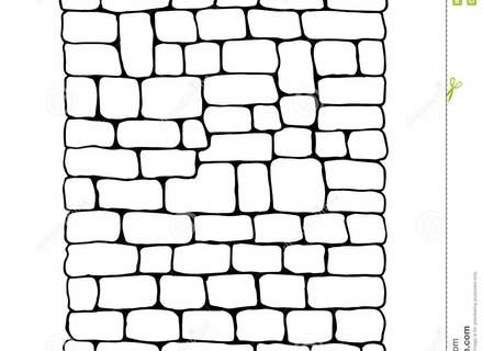 440x320 Stone Wall Line Drawing, Vector Clipart Of Cartoon Rural Stone
