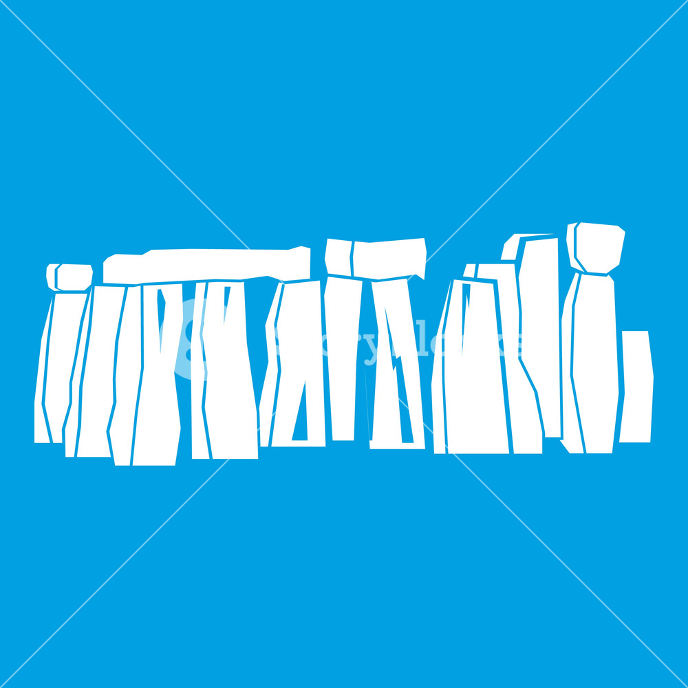 1000x1000 Stonehenge Icon White Isolated On Blue Background Vector