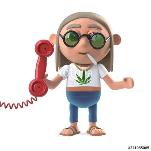 500x500 Vector Hippy Stoner Answers The Phone Stock Image And Royalty