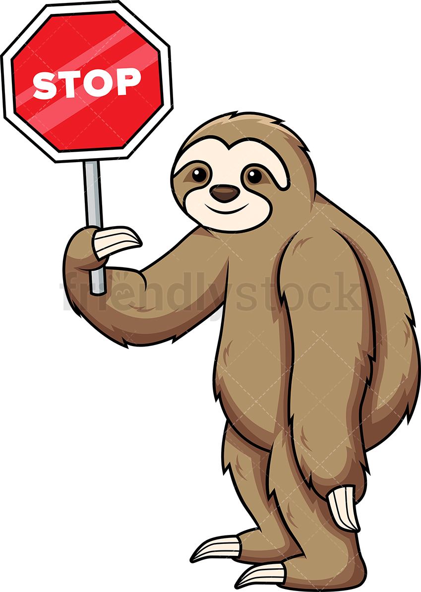Sloth Holding Stop Sign Cartoon Clipart Vector 849x1194 Sloth Holding Stop Sign Cartoon Clipart Vector