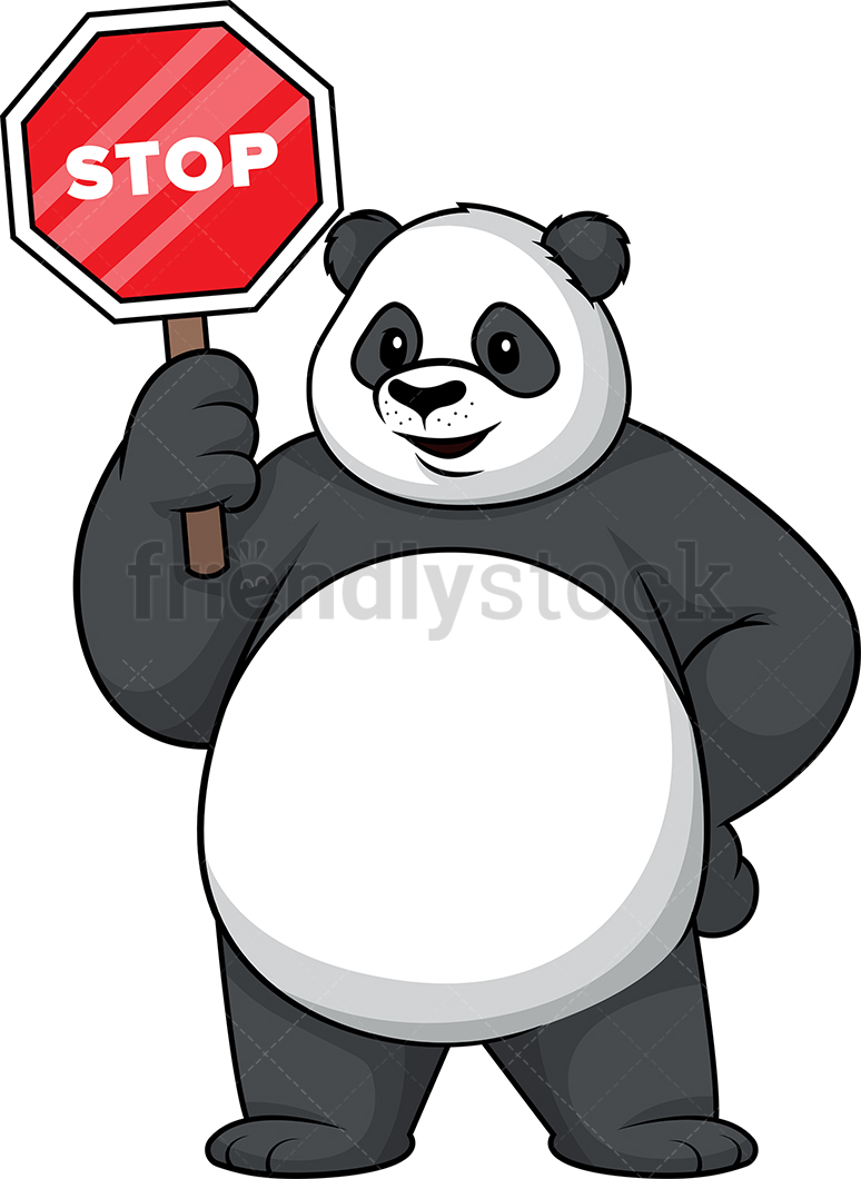 Panda Holding Stop Sign Cartoon Clipart Vector 774x1060 Panda Holding Stop Sign Cartoon Clipart Vector