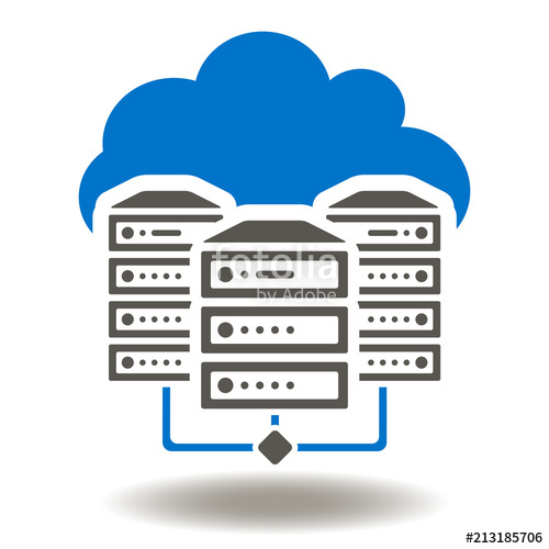 500x500 Database Networking Icon Vector Server Rack Cloud Illustration