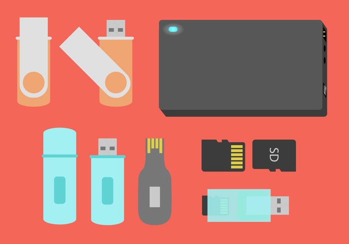 700x490 Pen Drive Storage Devices Flat Illustration Vector