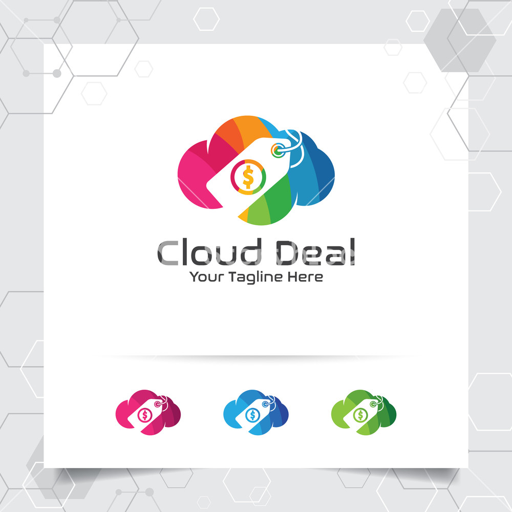 1000x1000 Colorful Cloud Logo Vector Design With Concept Of Online Shop