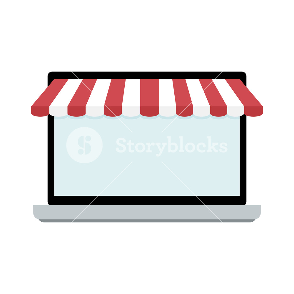 1000x1000 Screen Of Laptop With Awning Laptop Store, Copy Space