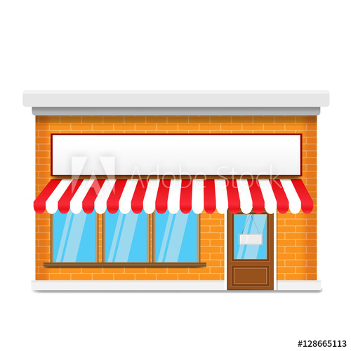 500x500 Facade Of A Brick Storefront Vector Illustration